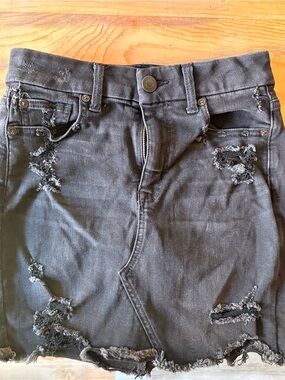 American Eagle Outfitters Black Distressed Denim Skirt